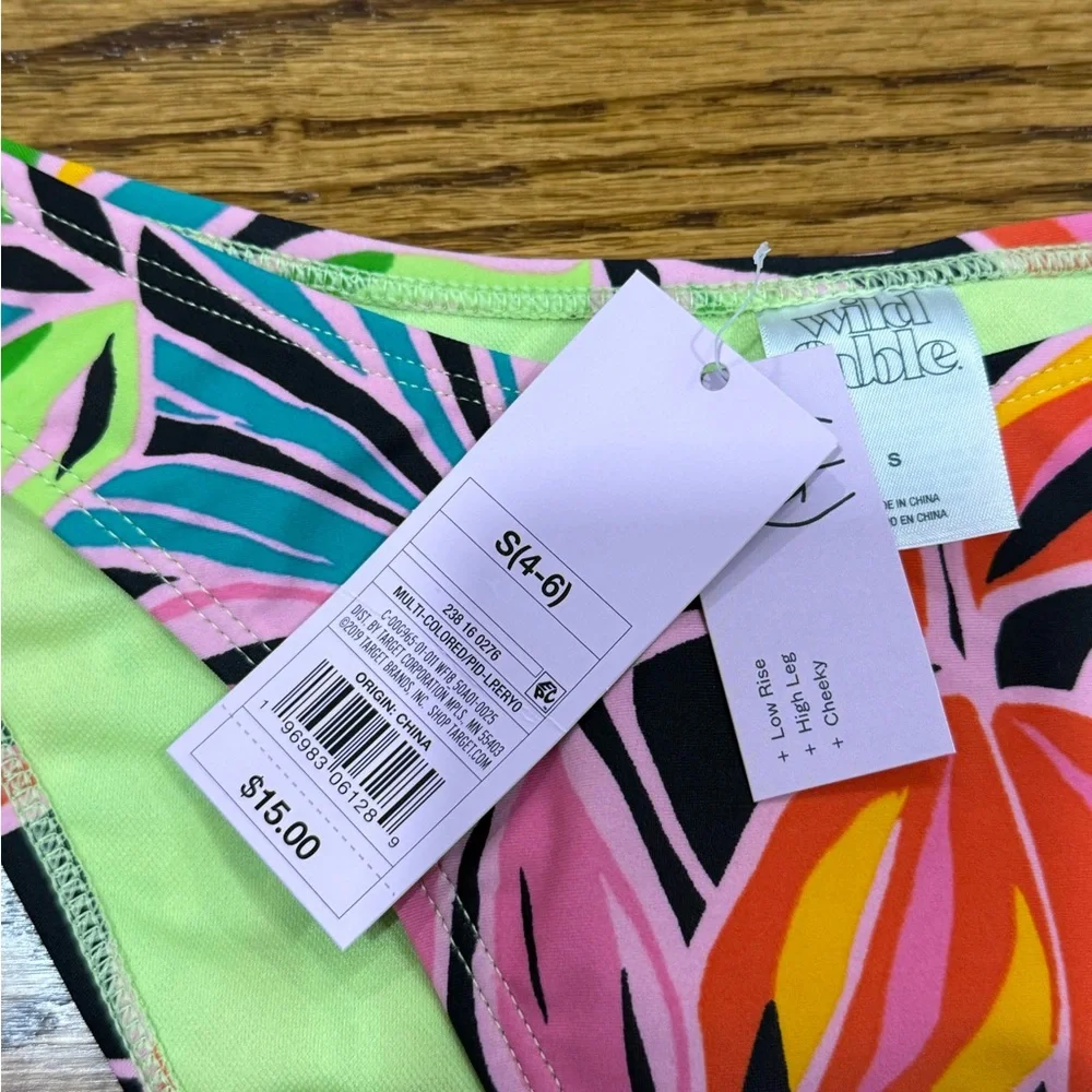 Wild Fable Neon Floral Bikini Bottom - Picture 3 of 3